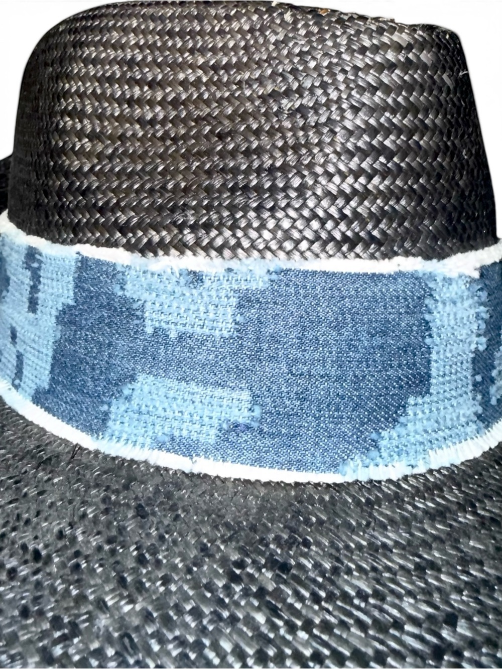 rag & bone Wide Brim Straw Hat Black Oversized Boater Fedora Western Luxe - Picture 5 of 10